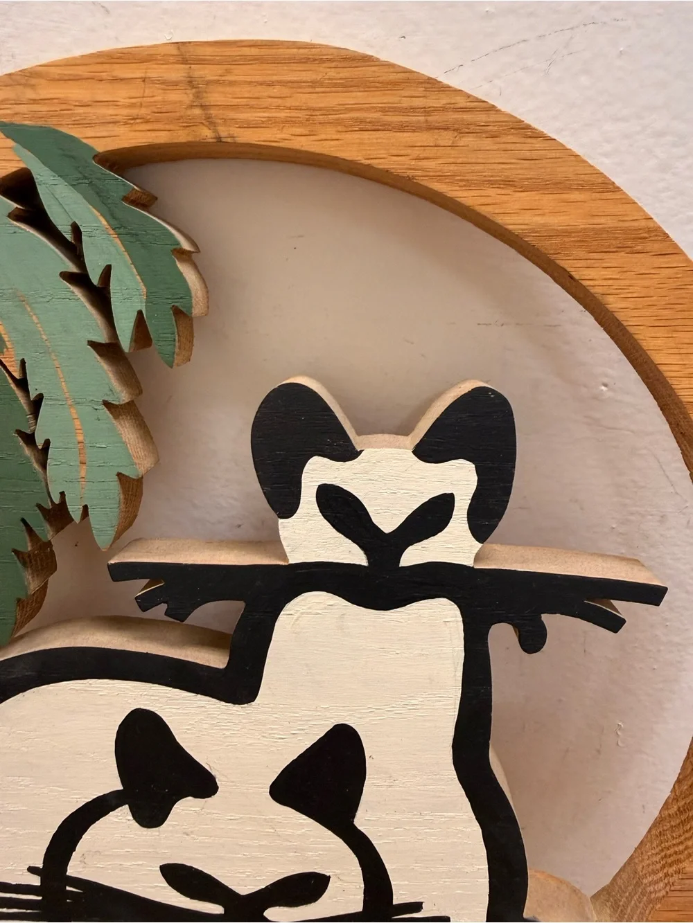 Vtg 13” Cat Silhouette Wood 3D Wall Decor Kitschy Art